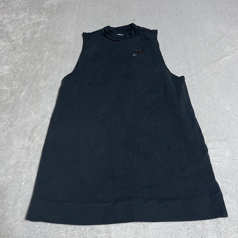 Nike‎ Top Womens Small Black Jersey Tunic Sleeveless Activewear Embroidered Logo